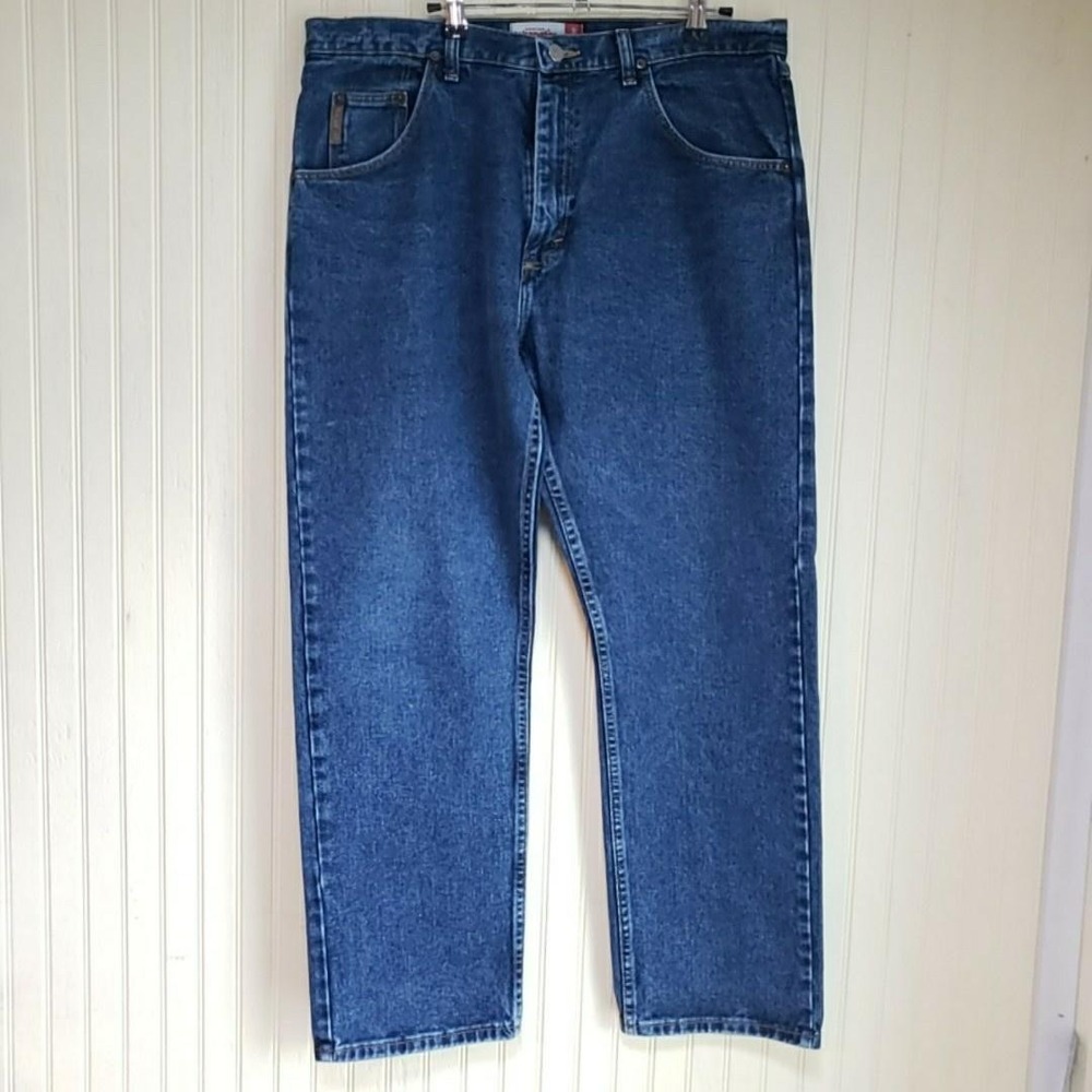 Wrangler MGW20DD Jeans Mens 36x30 Blue Regular‎ Fit Straight Denim Pants Casual